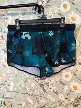 Fabletics Black Waistband with Light Teal Lining Shorts